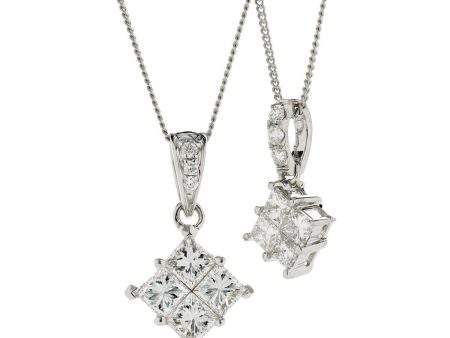 Princess cut cluster pendant Sale