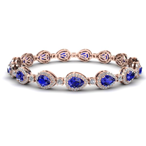 Halo Pear Shape 9 Carat Diamond and Sapphire Bracelet BRHAPSS Sale