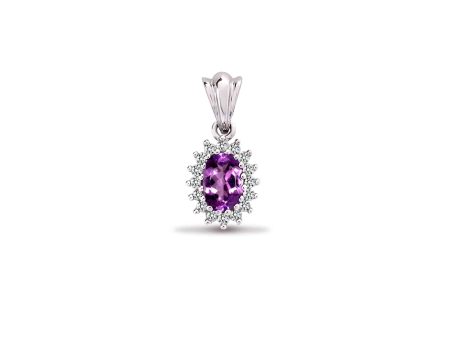 9ct White Gold Diamond And Amethyst Pendant Sale