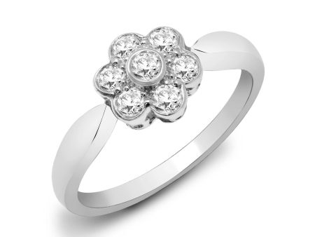 9ct White Gold Diamond Cluster Ring Online