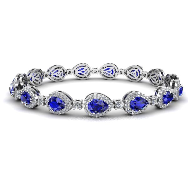 Halo Pear Shape 9 Carat Diamond and Sapphire Bracelet BRHAPSS Sale