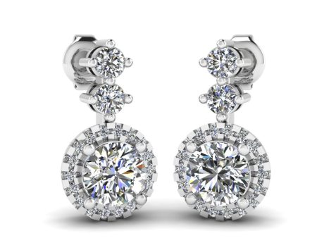 1.10 Carat Round Shape Halo Natural Diamond Drop Earrings E1RBD For Discount