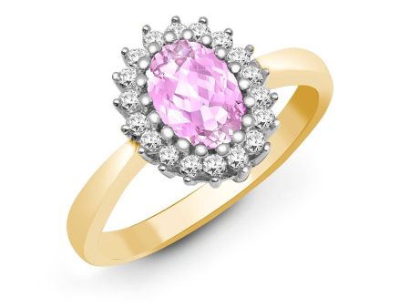 9ct Yellow Gold Diamond And Pink Sapphire Ring For Cheap