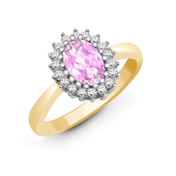 9ct Yellow Gold Diamond And Pink Sapphire Ring For Cheap