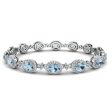 Oval Shape 9 Carat Aquamarine Center Featuring Diamond Halo Bracelet BRHAOCA Online now