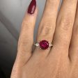 Reta  Three Stone Round Cut Ruby Trilogy Engagement Ring 3SRB11R Cheap