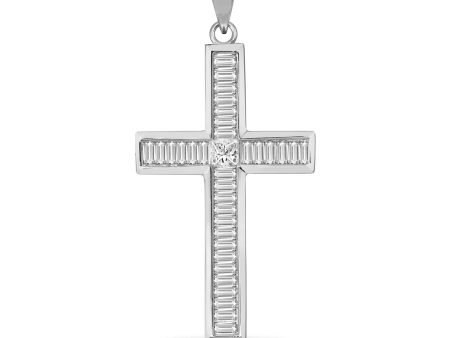 18ct White Gold Diamond Cross For Cheap