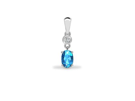 9ct White Diamonds - 4pts Aquamarine -40pts Drop Pendant on Sale