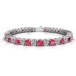 Round Brilliant Diamond and Ruby 4 Claw Bracelet BRDR45345 For Sale