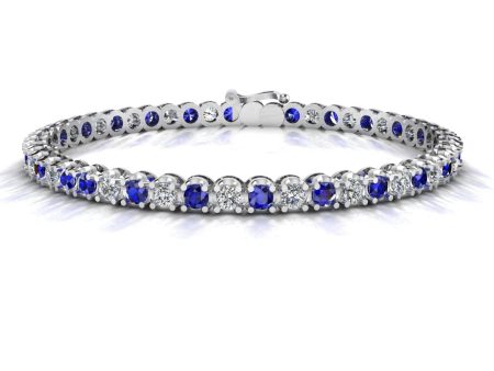 Round Brilliant Diamond and Sapphire Bracelet BR45558DS Fashion