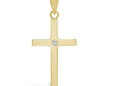 18ct Yellow 0.03ct Diamond Invisible Set Cross Cheap