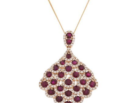 Ruby and Diamond Drop Pendant For Sale