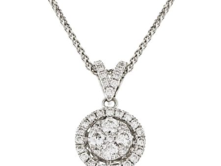 Diamond cluster Pendant with Halo Hot on Sale