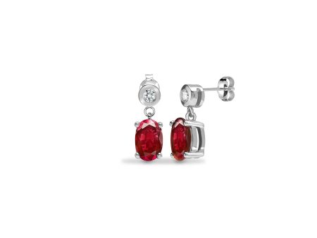 RUBY DROP EARRINGS IN 18K WHITE GOLD Cheap