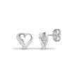 9ct Heart White Gold Diamond Stud Earrings Online Sale