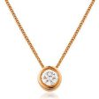 Round Solitaire Diamond Rub Over Setting Pendant For Sale