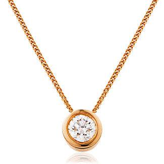 Round Solitaire Diamond Rub Over Setting Pendant For Sale