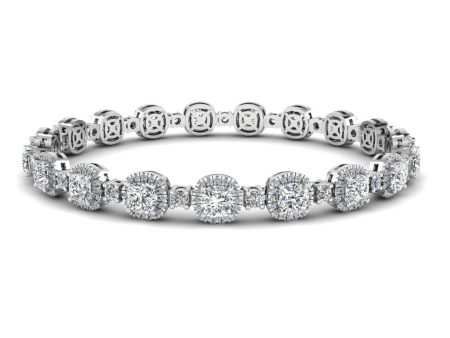 Cushion Shape Halo 8.5 Carat Diamond Bracelet BRHACC Discount