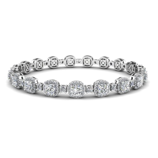 Cushion Shape Halo 8.5 Carat Diamond Bracelet BRHACC Discount