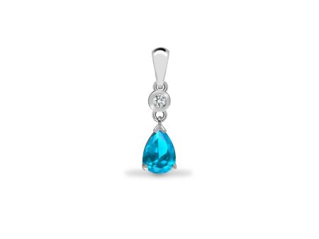 9ct White Diamonds -4pts Aquamarine -90pts Drop Pendant For Discount