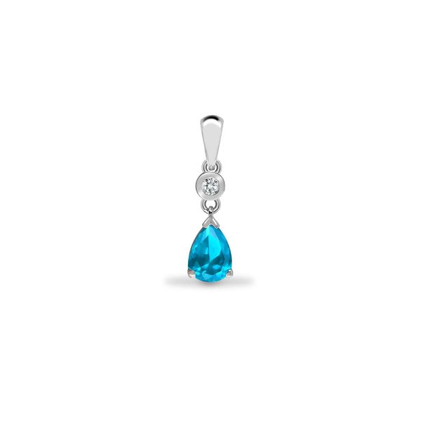 9ct White Diamonds -4pts Aquamarine -90pts Drop Pendant For Discount