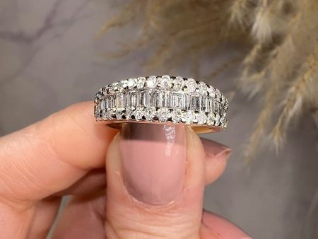 Avani  Baguette Cut Diamonds Bordered with Round Diamonds Eternity Band Ring Fashion