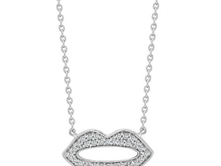 9ct White 15pts Diamond Lips Pendant with 17  Chain Online now