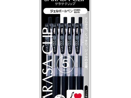 Zebra Gel Ballpoint Pen SARASA Clip  0.5 Black 5 Pcs Supply