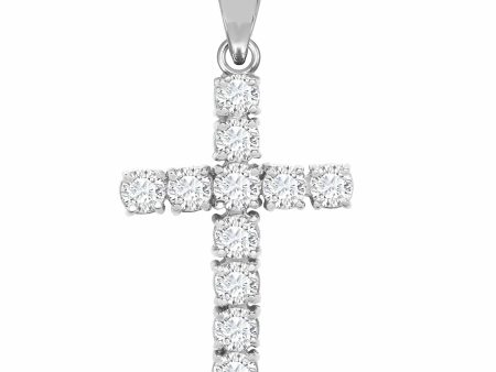 18ct White Gold Diamond Cross For Sale