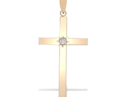 9ct White 0.10ct Star Set Diamond Cross Discount