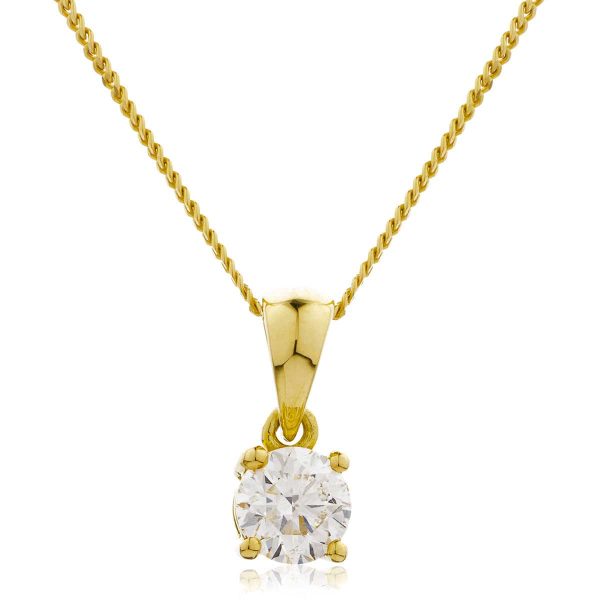 Round Cut Solitaire Diamond in Four Claw Setting Loop Pendant Cheap