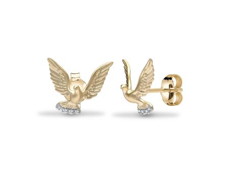 DIAMOND AMERICAN EAGLE STUD EARRINGS IN 9K YELLOW GOLD Online now