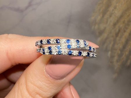 Lucille  Irregular Crossover Zig Zag Blue and White Diamond Eternity Ring Online now