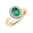 9ct Yellow Gold Diamond And Emerald Ring Online Sale