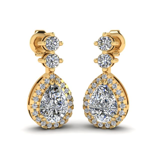 1.30 Carat Pear Shape Halo Lab Grown Diamond Drop Earrings E1PSD Online Hot Sale