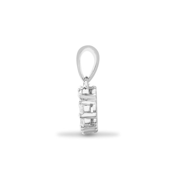 18ct White 1.00ct Round & Princess cut Diamond Pendant For Sale