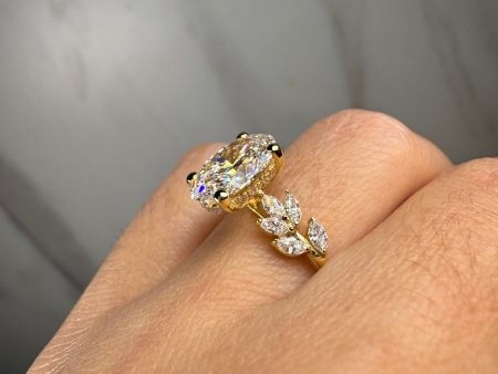 Daisy  Oval Cut Under Halo with Marquise Cut Diamond Shoulder Engagement Ring Supply