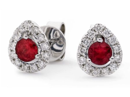 RUBY HALO STUD EARRINGS Cheap