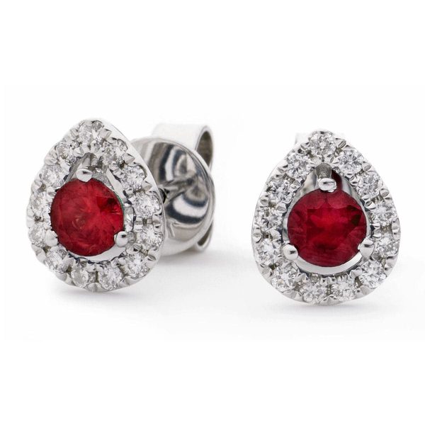 RUBY HALO STUD EARRINGS Cheap