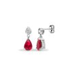 RUBY DROP EARRINGS IN 9K WHITE GOLD Discount