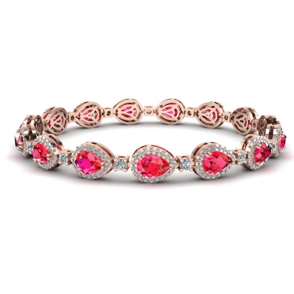 Halo Pear Shape 9 Carat Ruby and Diamond Halo Bracelet BRHAPSR Online now