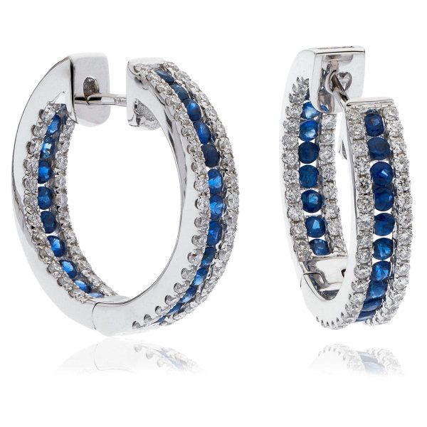 SAPPHIRE AND DIAMOND HOOP EARRINGS Online