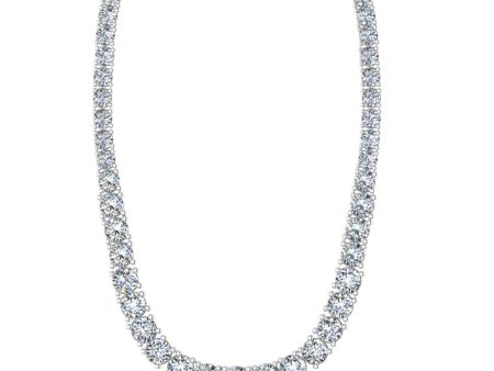 Round Brilliant Cut Graduating Diamond Half 4 Prong Set Tennis Necklace NE210014 For Cheap