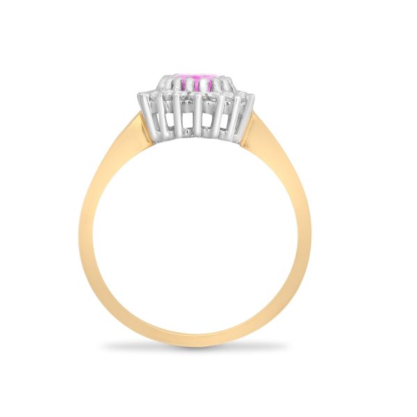 9ct Yellow Gold Diamond And Pink Sapphire Ring For Cheap