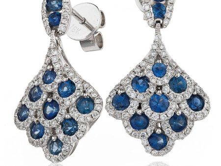 SAPPHIRE IN DIAMOND SILHOUETTE FANCY DROP EARRINGS Hot on Sale