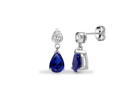 SAPPHIRE DROP EARRINGS IN 9K WHITE GOLD Sale