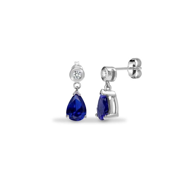 SAPPHIRE DROP EARRINGS IN 9K WHITE GOLD Sale