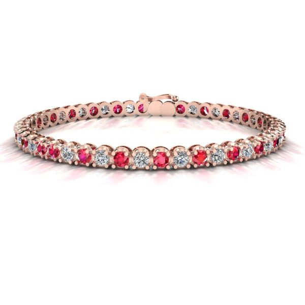 Round Brilliant Diamond and Ruby Bracelet BRDR45558 Online Hot Sale