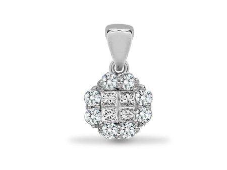 18ct White 0.30ct Round & Princess cut Diamond Pendant Discount