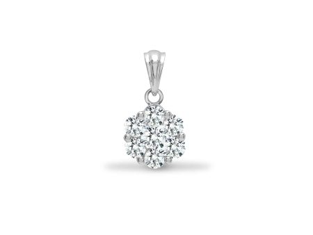 18ct White 0.33ct Diamond 7 Stone Cluster Pendant For Sale